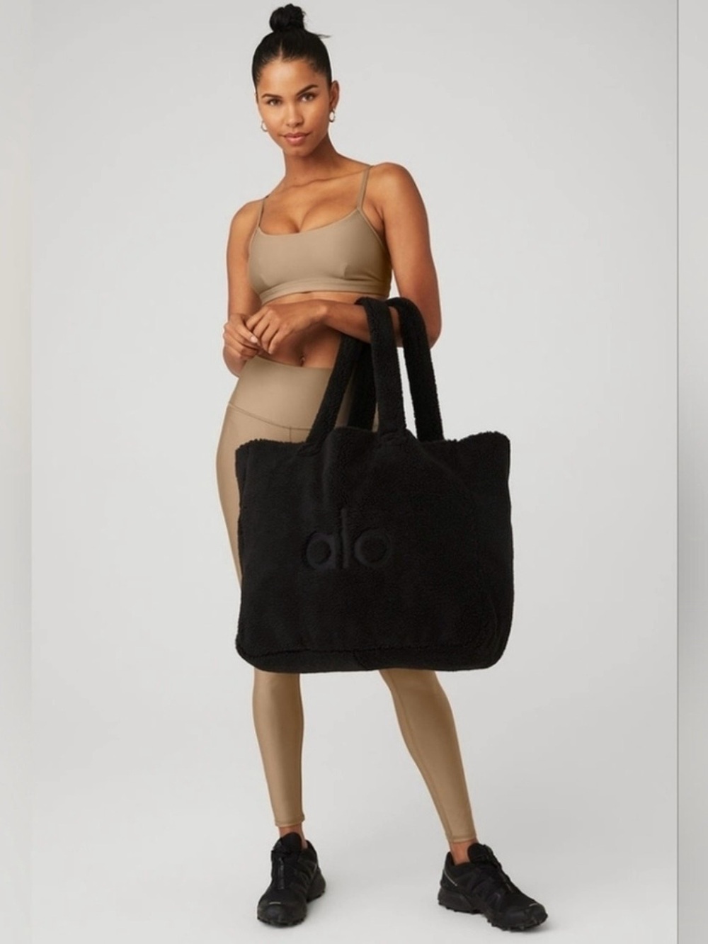 ALO Yoga Black Plush Sherpa Tote Bag